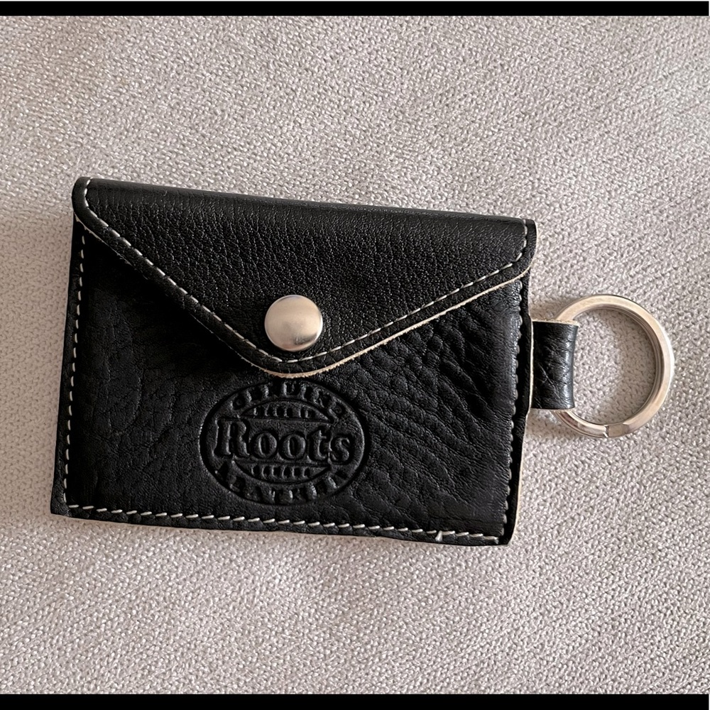 Roots leather ID/wallet key fob